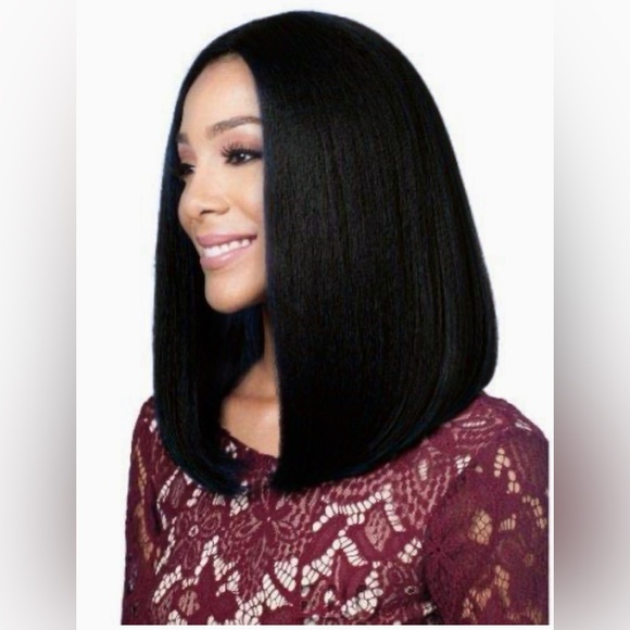 NWT Human Hair Blend Lace Front Wig MBLF90 Swiss Lace Juba (TT1B/B1) Color BLACK - Picture 2 of 4
